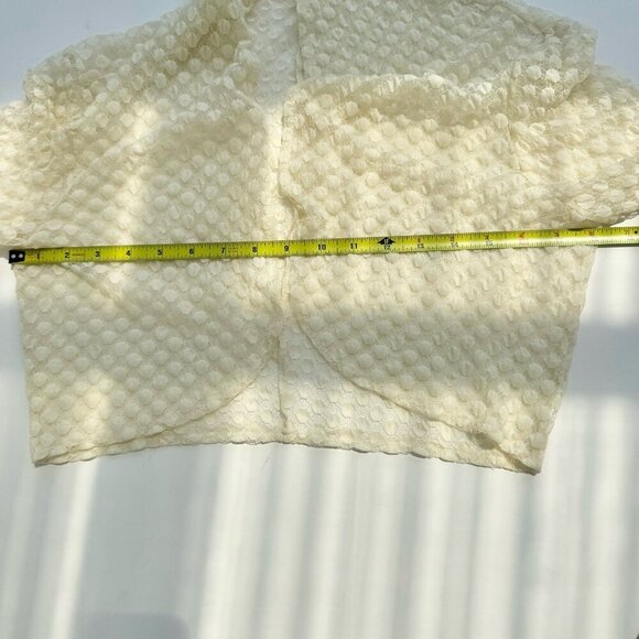 Lace Bolero Cardigan Small Ivory Feminine Fairy Polka Dots Layering - Picture 6 of 8